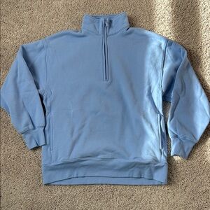 ARITZIA | DayFlower Blue Quarter Zip Boyfriend Fit Sweatfleece Cozy Fleece